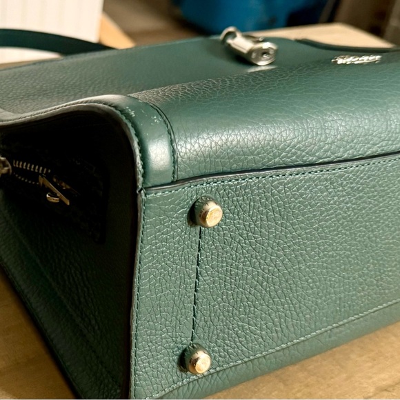 Coach Green Refiner Pebbled Leather Zoe Snakeskin Carryall Crossbody Tote Bag - Picture 9 of 14